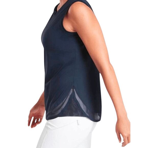 NWOT ATHLETA Cadence Black Mesh Hem Tank Top Size XSP - Picture 2 of 5